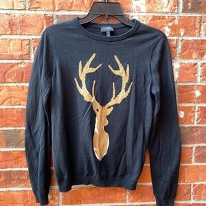 The Limited Womens Small Black Deerhead Pullover Crewneck Sweater